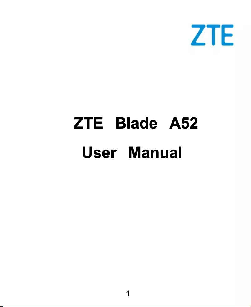 Page 1 de la notice Manuel utilisateur ZTE Blade A52