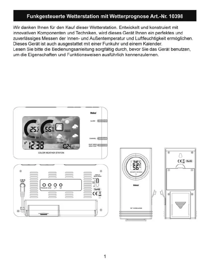 Page 1 de la notice Manuel utilisateur Mebus 10398