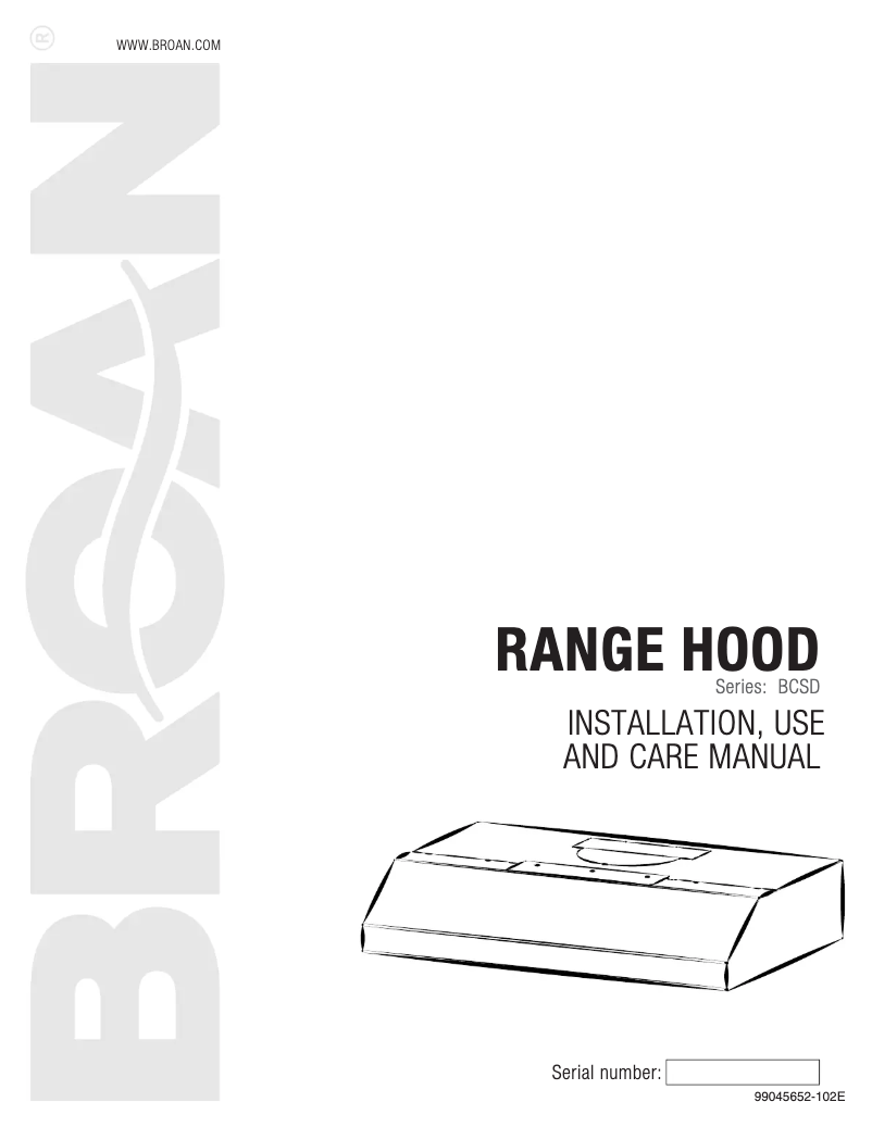 Page n°1 - Manuel utilisateur Broan BCSD136BL