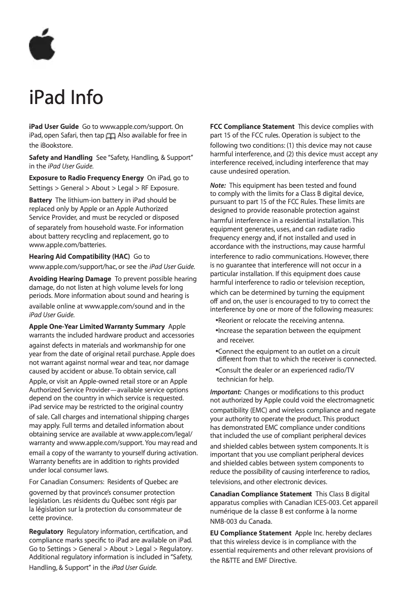 Image de la première page du manuel de l'appareil iPad Mini (2012)