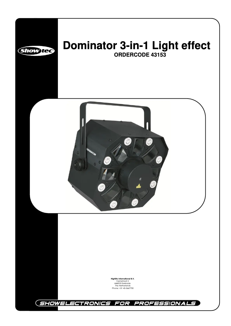 Page 1 de la notice Manuel utilisateur Showtec Dominator