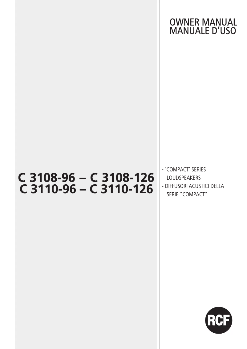 Page 1 de la notice Manuel utilisateur RCF C3108-126