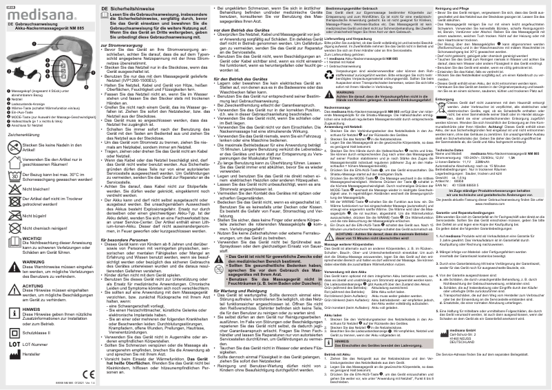 Página 1 del manual Manual de usuario Medisana NM 885