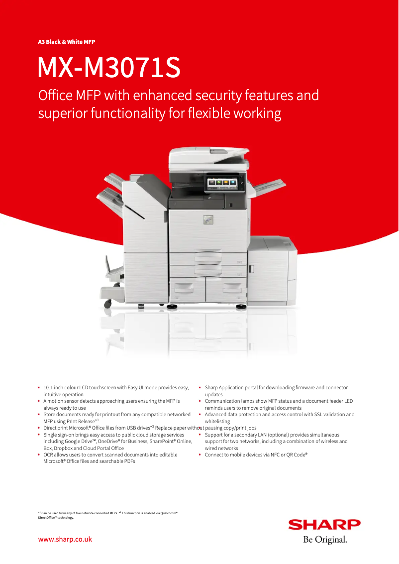 Page 1 de la notice Fiche technique Sharp MX-M3071S