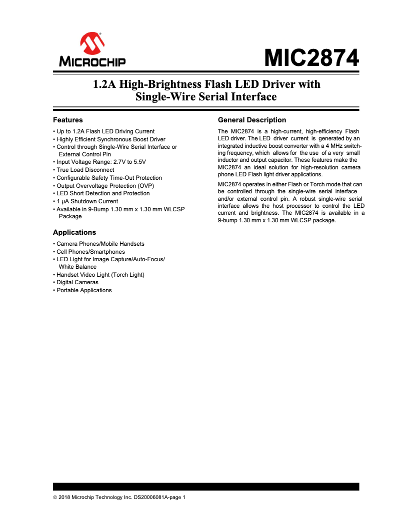 Image de la première page du manuel de l'appareil MIC2874