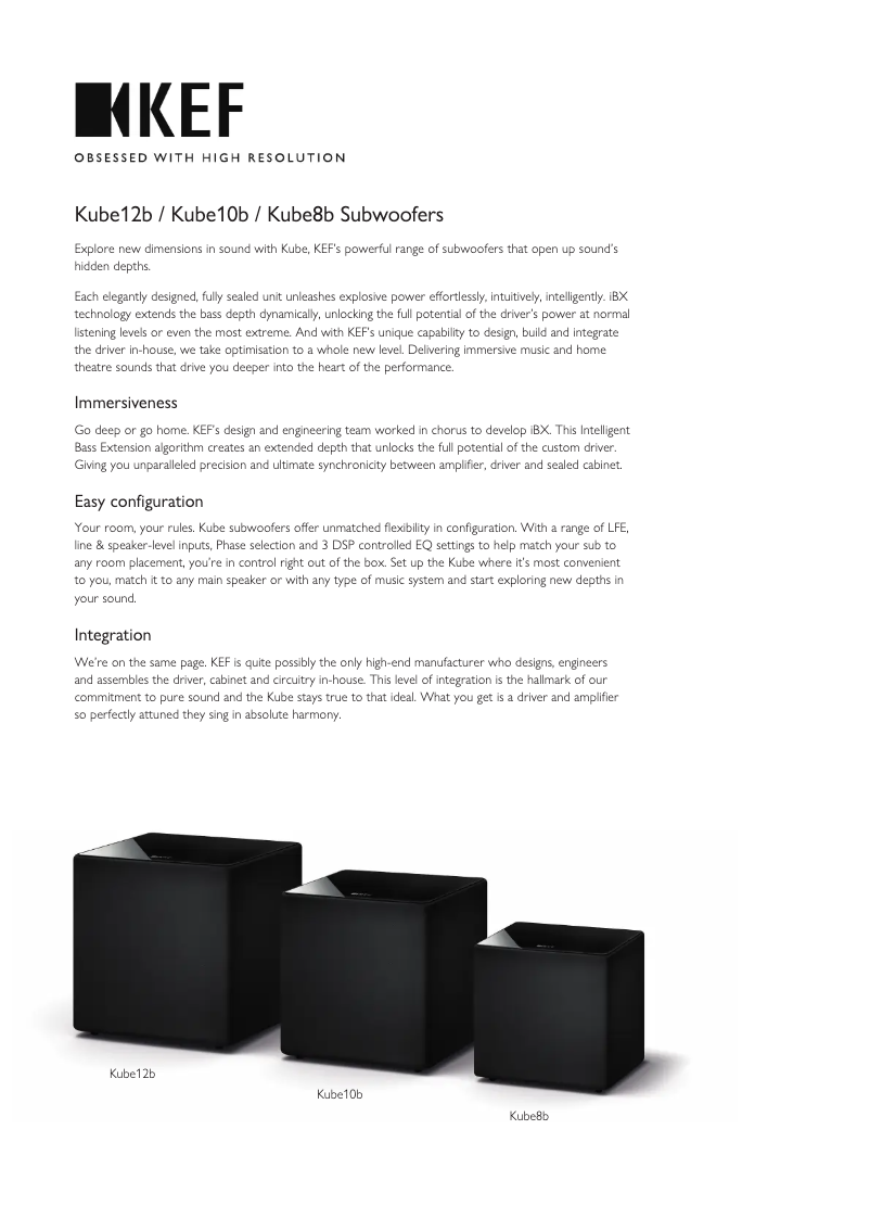 Página 1 del manual Ficha técnica KEF Kube12b