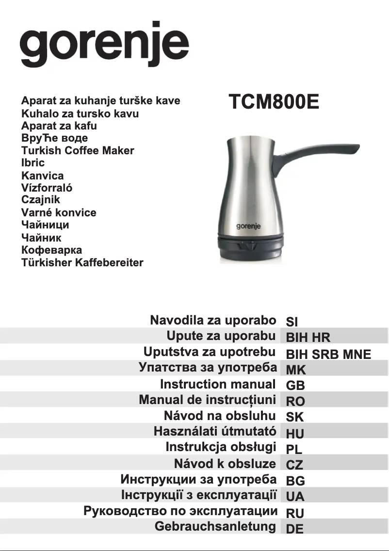 Page n°1 - Manuel utilisateur Gorenje TCM800E
