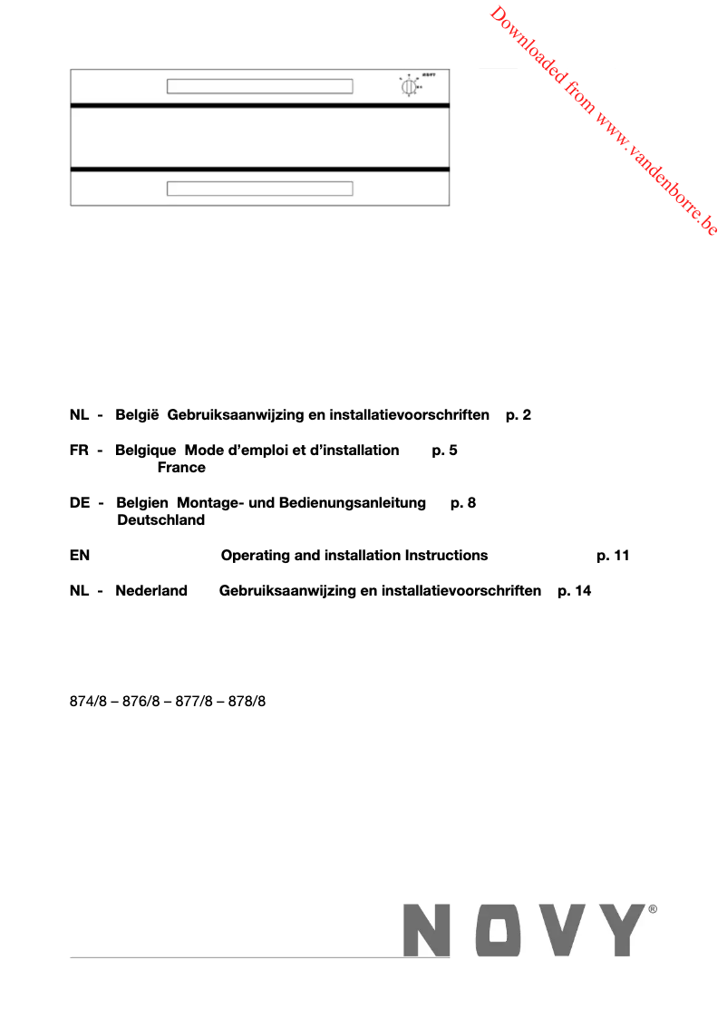 Página 1 del manual Manual de usuario Novy 876
