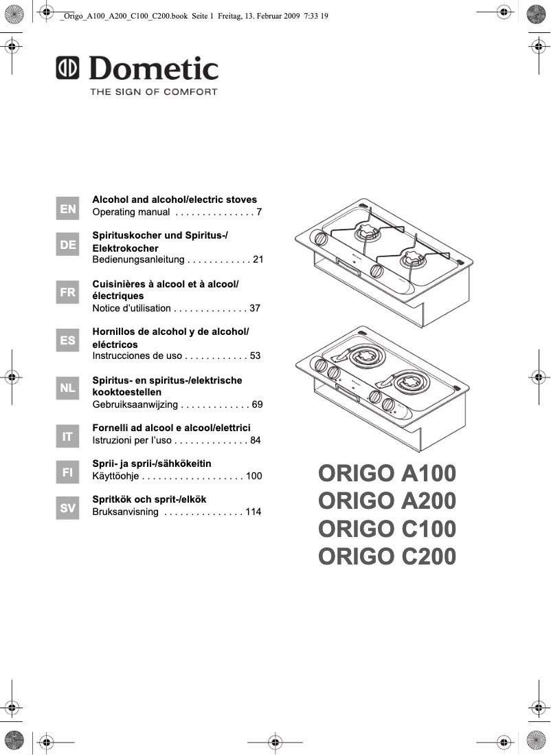 Page 1 de la notice Manuel utilisateur Dometic Origo C100