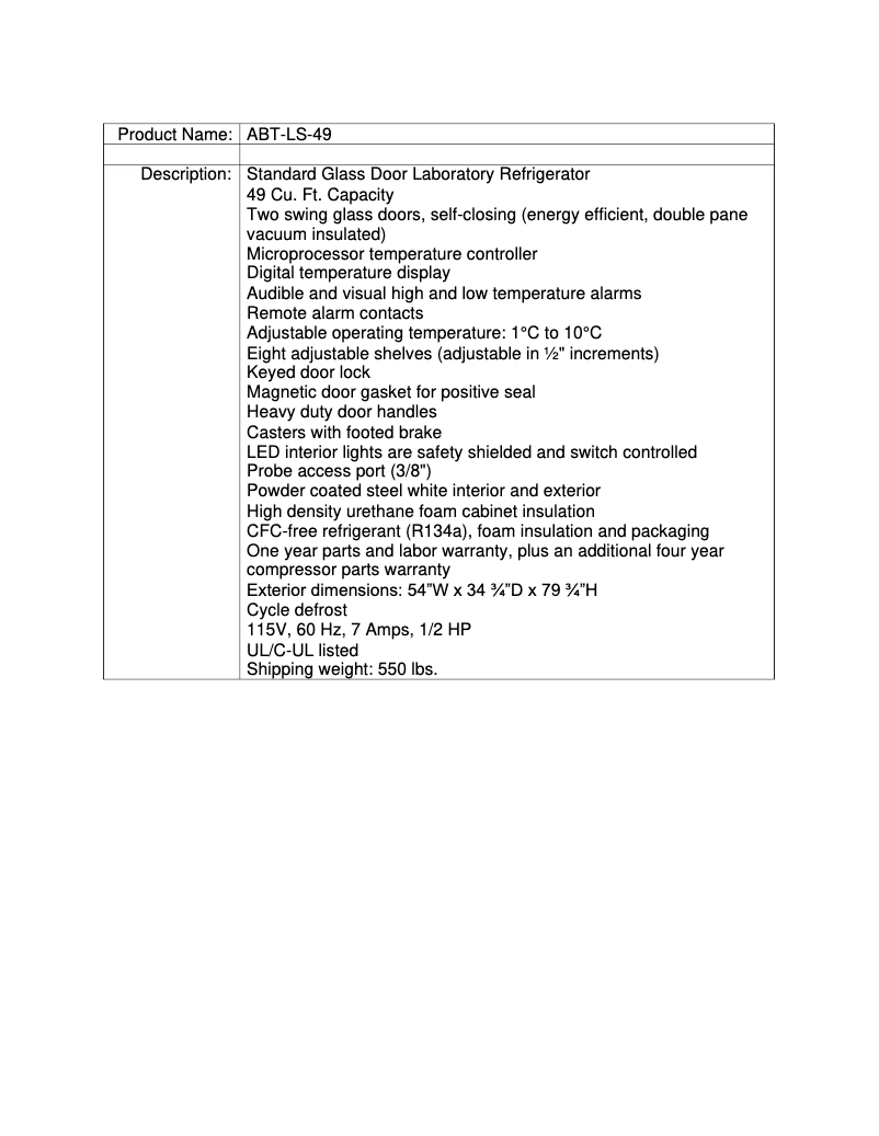 Page 1 de la notice Manuel utilisateur American BioTech Supply ABT-LS-49