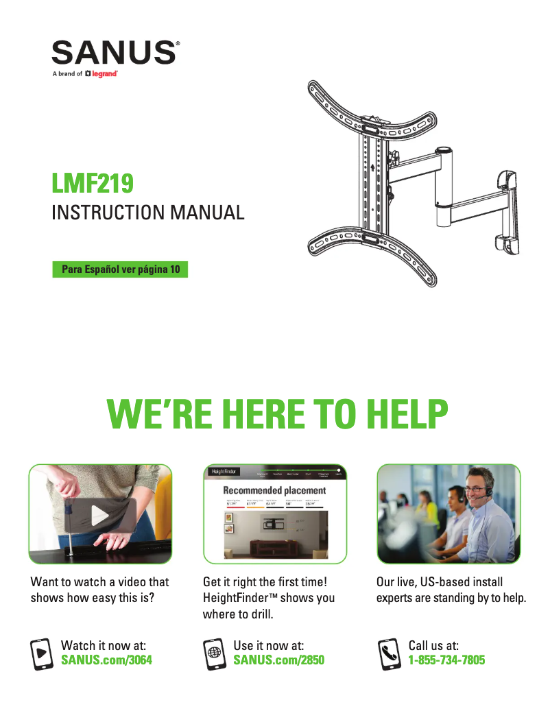 Page 1 de la notice Manuel utilisateur Sanus LMF219