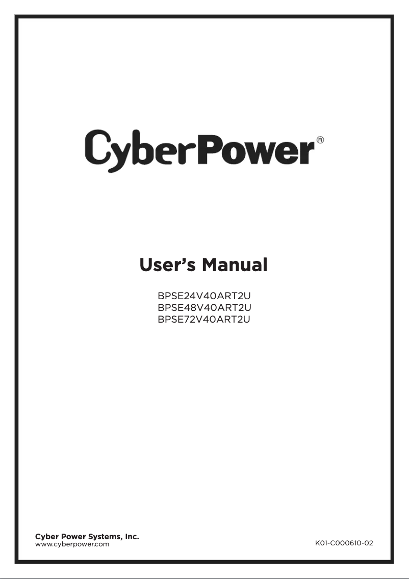 Page 1 de la notice Manuel utilisateur CyberPower BPSE48V40ART2U