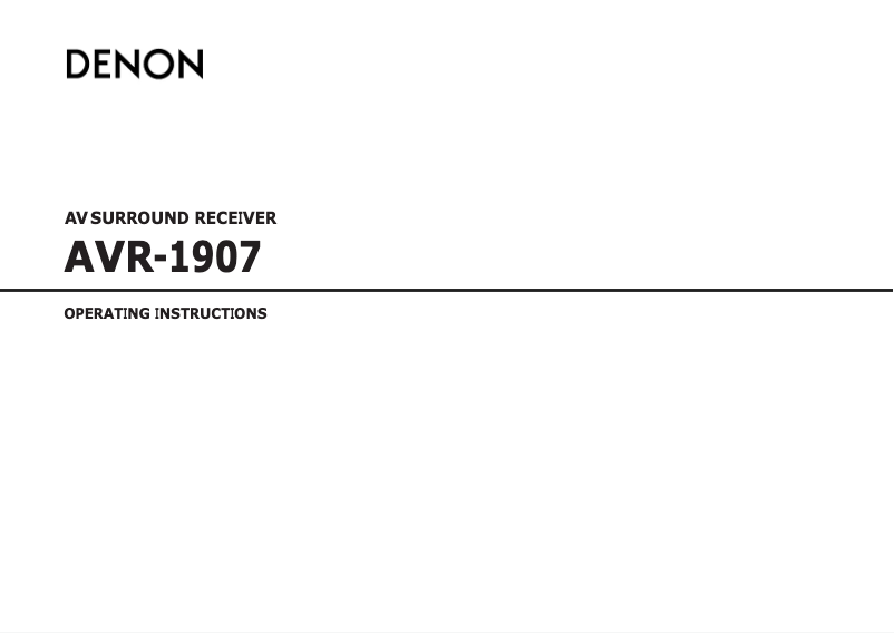 Page n°1 - Manuel utilisateur Denon AVR-1907