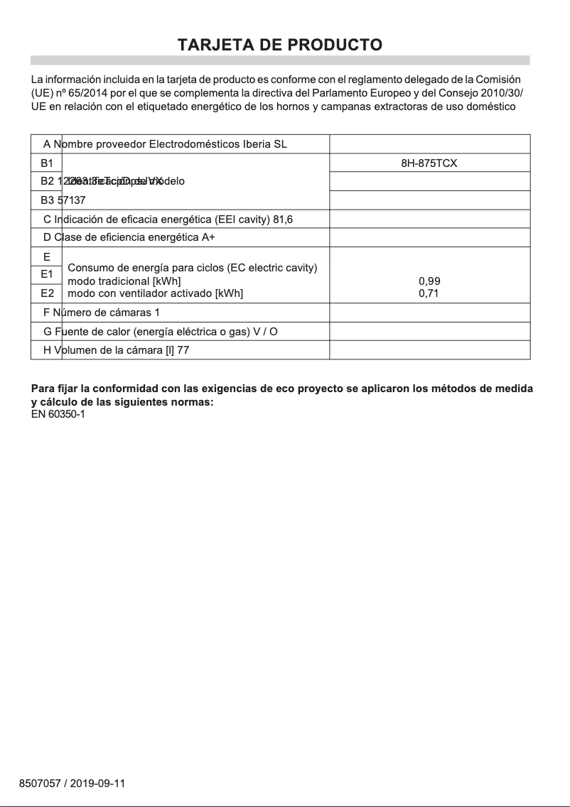 Image de la première page du manuel de l'appareil 8H-875TCX