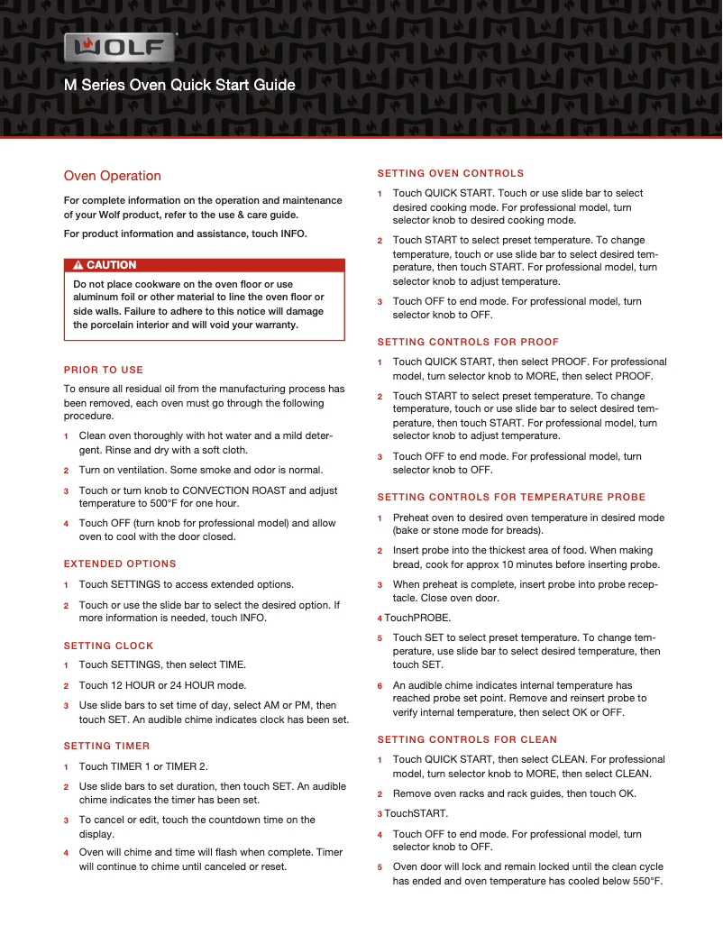 Page n°1 - Guide de démarrage rapide Wolf M Series DO30PM/S/PH