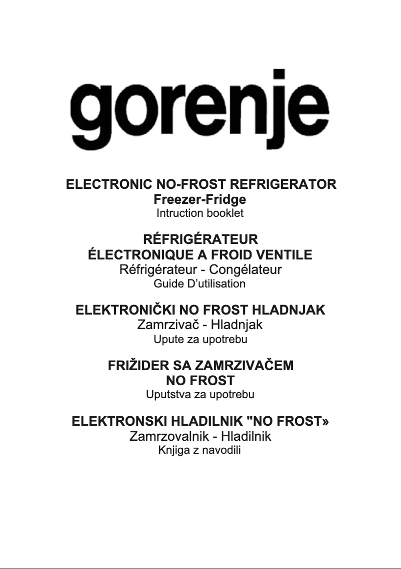 Page n°1 - Manuel utilisateur Gorenje NRF7181TX