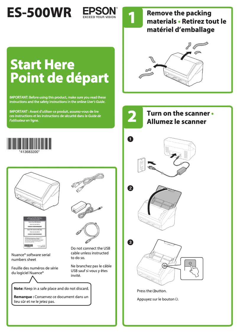 Página 1 del manual Guía de instalación Epson WorkForce ES-500WR