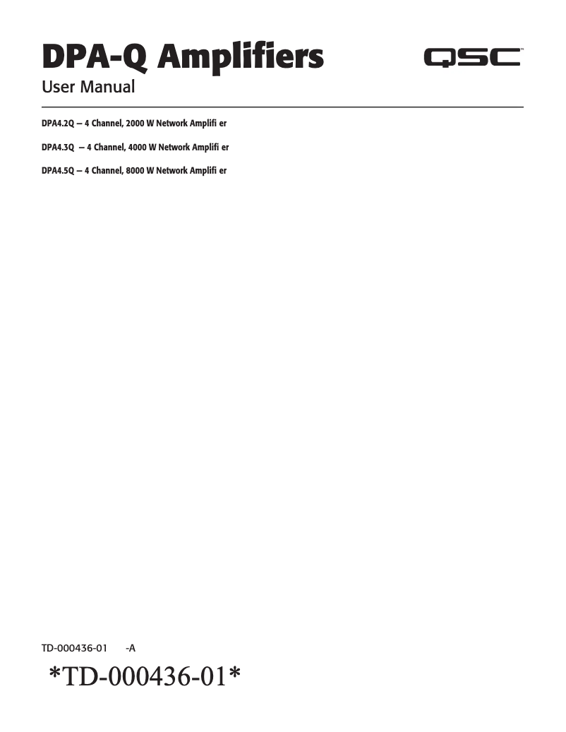 Page 1 de la notice Manuel utilisateur QSC DPA4.3Q