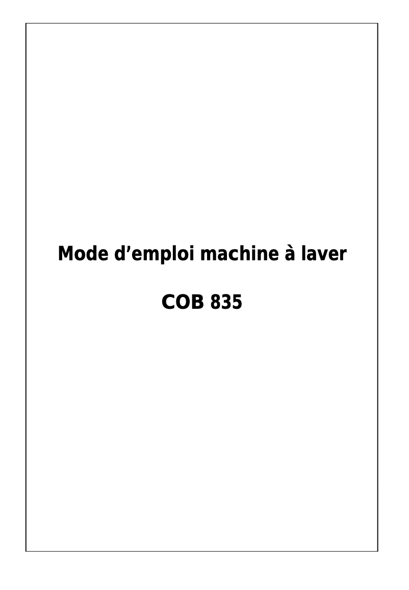 Image de la première page du manuel de l'appareil COB835