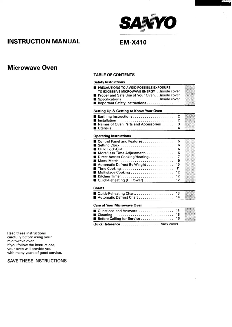 Image de la première page du manuel de l'appareil EM-X410