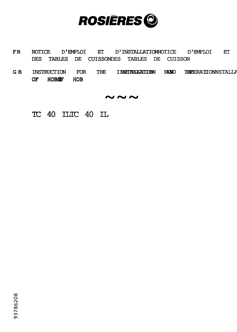 Página 1 del manual Manual de usuario Rosieres TC40 ILPN
