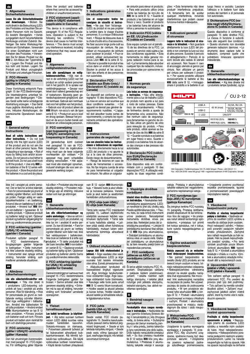 Página 1 del manual Manual de usuario Hilti CU 2-12