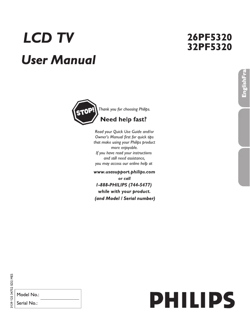 First page image of the manual for 32PF5320