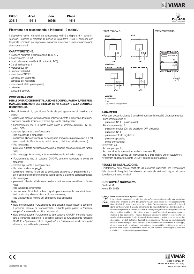 Page n°1 - Manuel utilisateur Vimar R20516.N