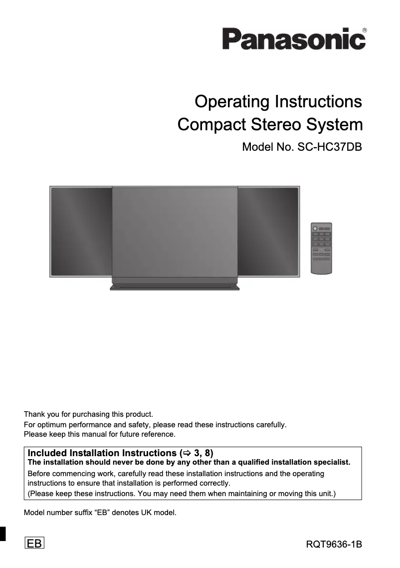 Image de la première page du manuel de l'appareil SC-HC37