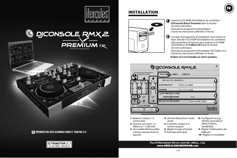 Page n°1 - Guide de démarrage rapide Hercules DJConsole RMX2