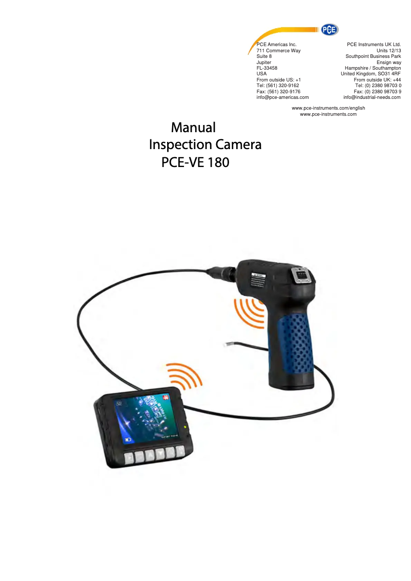 Page 1 de la notice Manuel utilisateur PCE Instruments PCE-VE 180