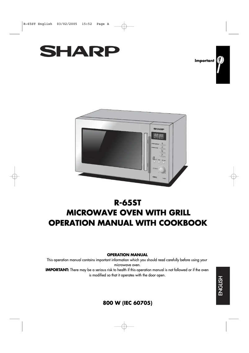 Page 1 de la notice Manuel utilisateur Sharp R-65ST