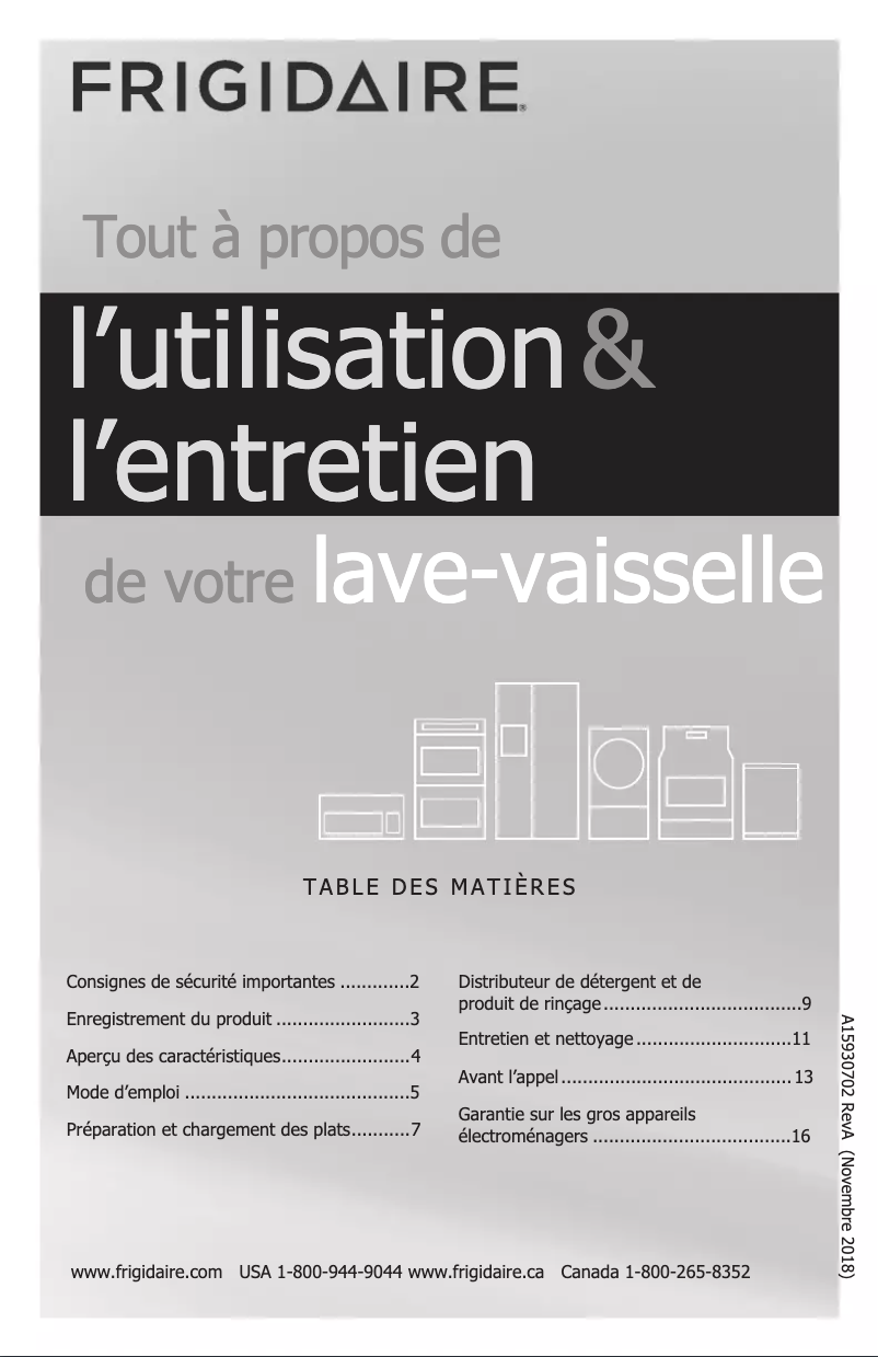 Page n°1 - Manuel utilisateur Frigidaire FFBD2420UB