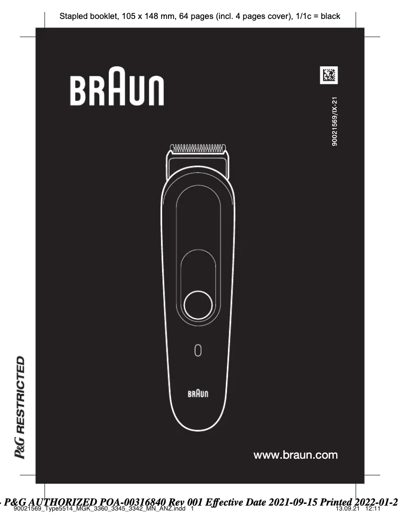 Page n°1 - Manuel utilisateur Braun BG3350