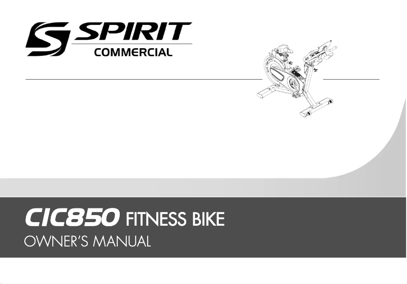 Page n°1 - Manuel utilisateur Spirit Fitness CIC850
