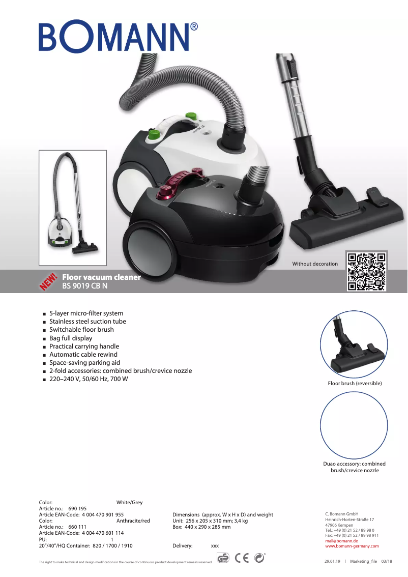 Image de la première page du manuel de l'appareil BS 9019 CB N
