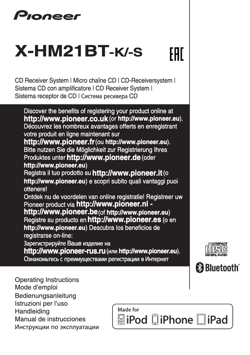 Page 1 de la notice Manuel utilisateur Pioneer X-HM21BT-K