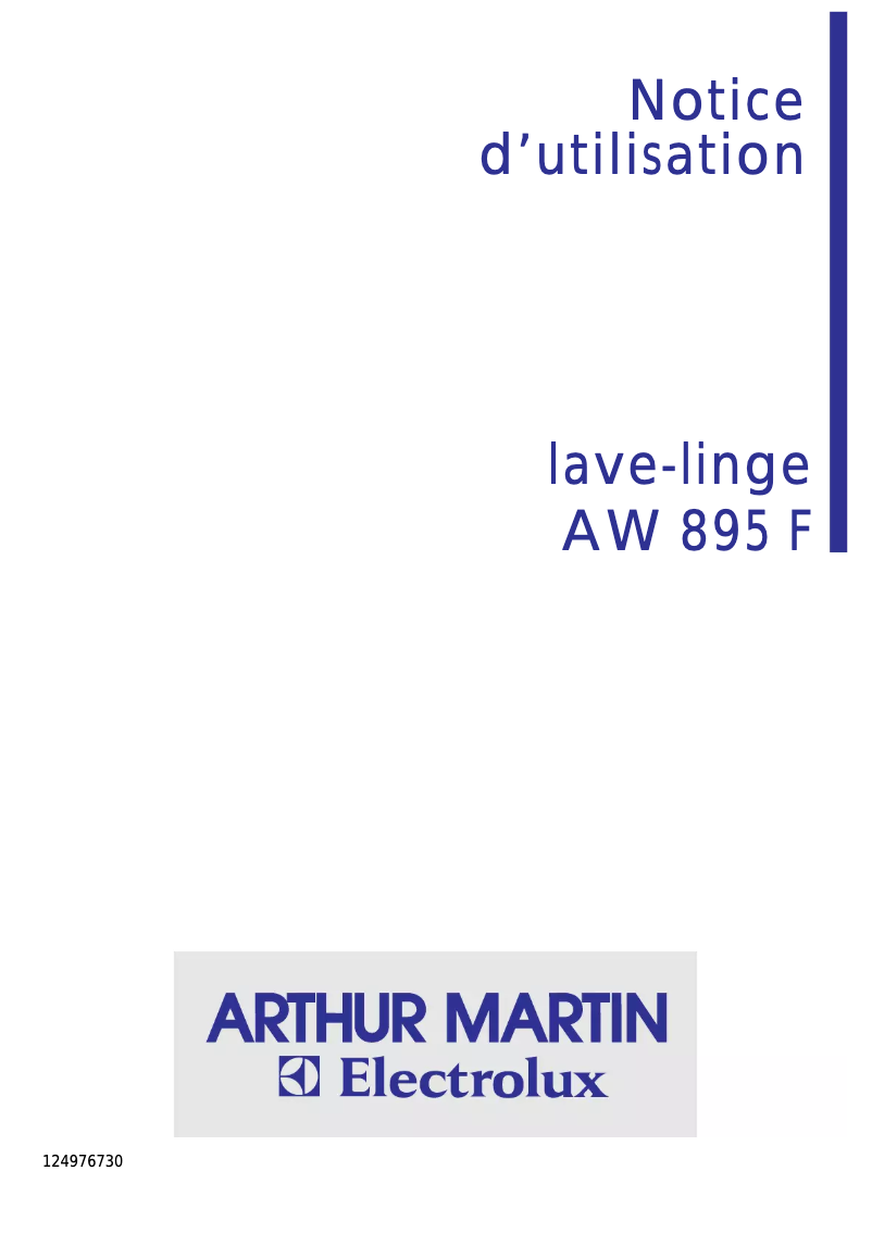 Page 1 de la notice Manuel utilisateur Arthur Martin-Electrolux AW 895 F