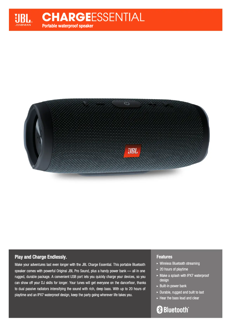 Page n°1 - Fiche technique JBL Charge Essential