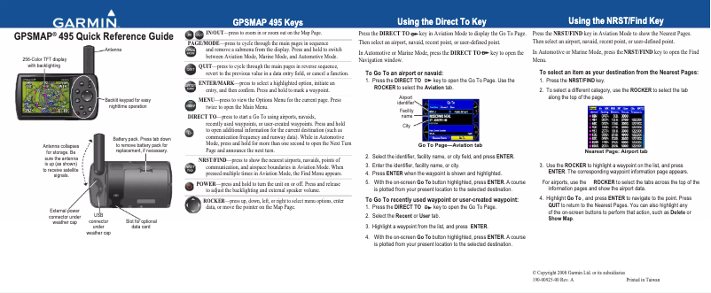 Image de la première page du manuel de l'appareil GPSMAP 495