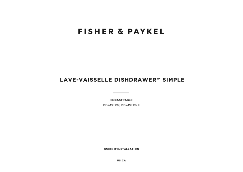 Page n°1 - Guide d'installation Fisher & Paykel DD24STX6HI1