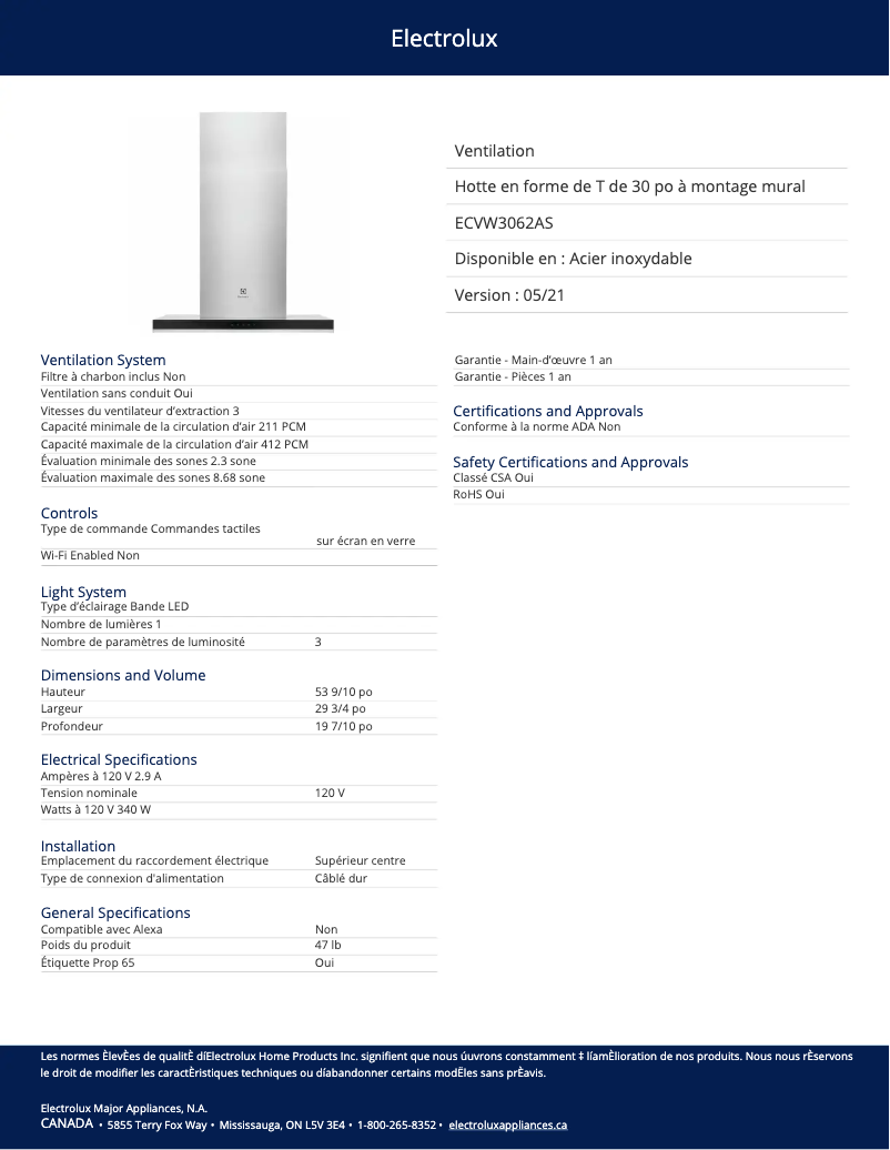 Image de la première page du manuel de l'appareil ECVW3062AS