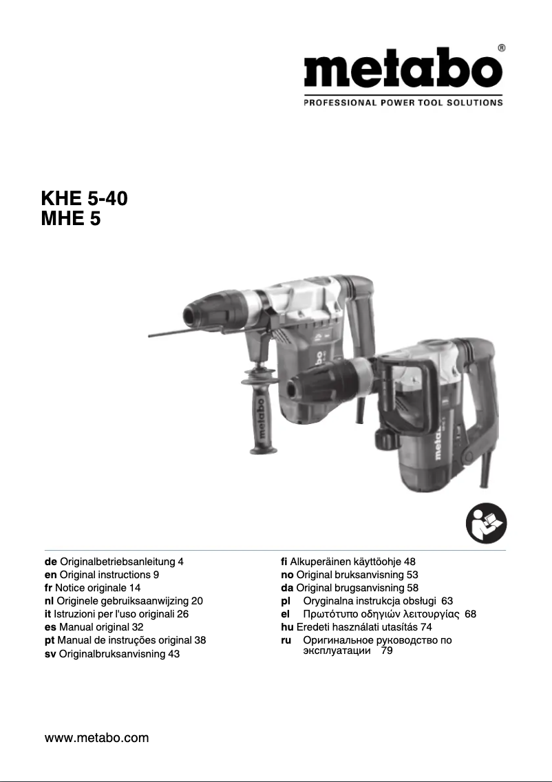 Page n°1 - Manuel utilisateur Metabo MHE 5