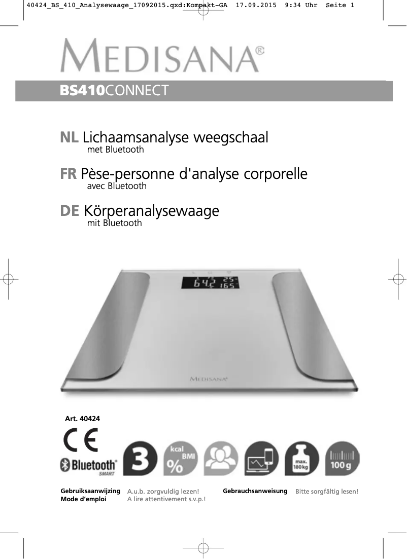 Page 1 de la notice Manuel utilisateur Medisana BS 410 Connect