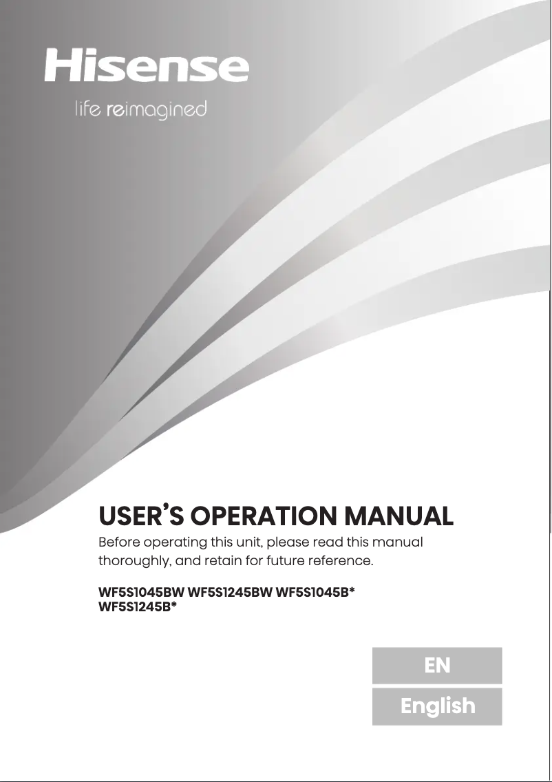 Page 1 de la notice Manuel utilisateur Hisense WF5S1045BW