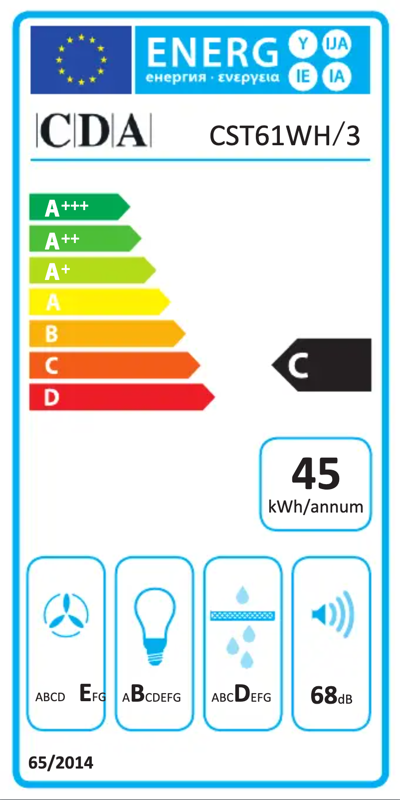 Page n°1 - Label énergétique CDA CST61WH