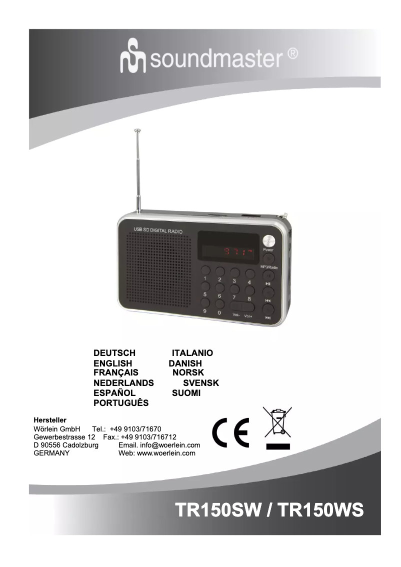 Page n°1 - Mode d'emploi Soundmaster TR150SW