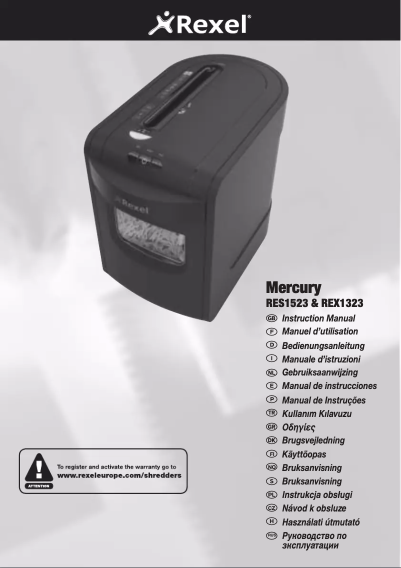 Page n°1 - Manuel utilisateur Rexel Mercury REX1323