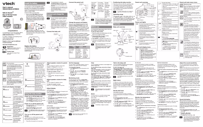 Page 1 de la notice Manuel utilisateur Vtech VM333