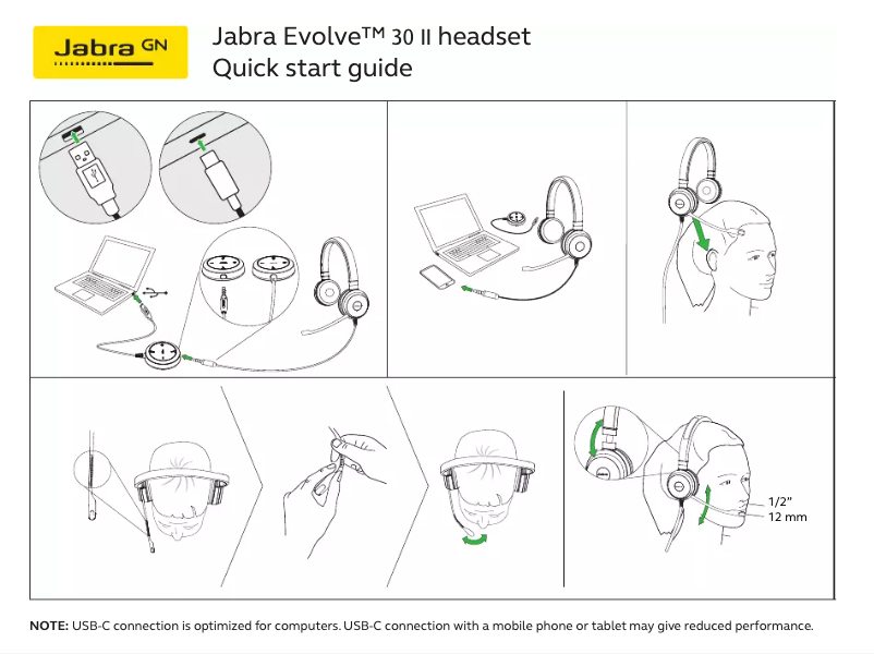 Page 1 de la notice Manuel utilisateur Jabra Evolve 30 II